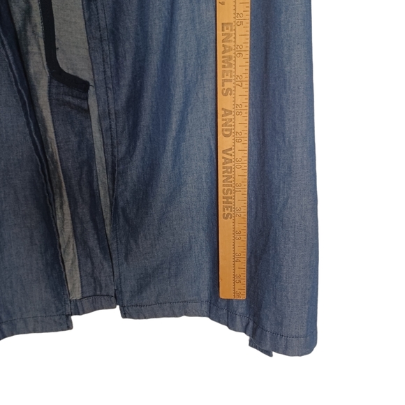 DO + BE Dark Medium Blue Chambray Long Sleeve Open Cardigan Shawl Small - Picture 4 of 6